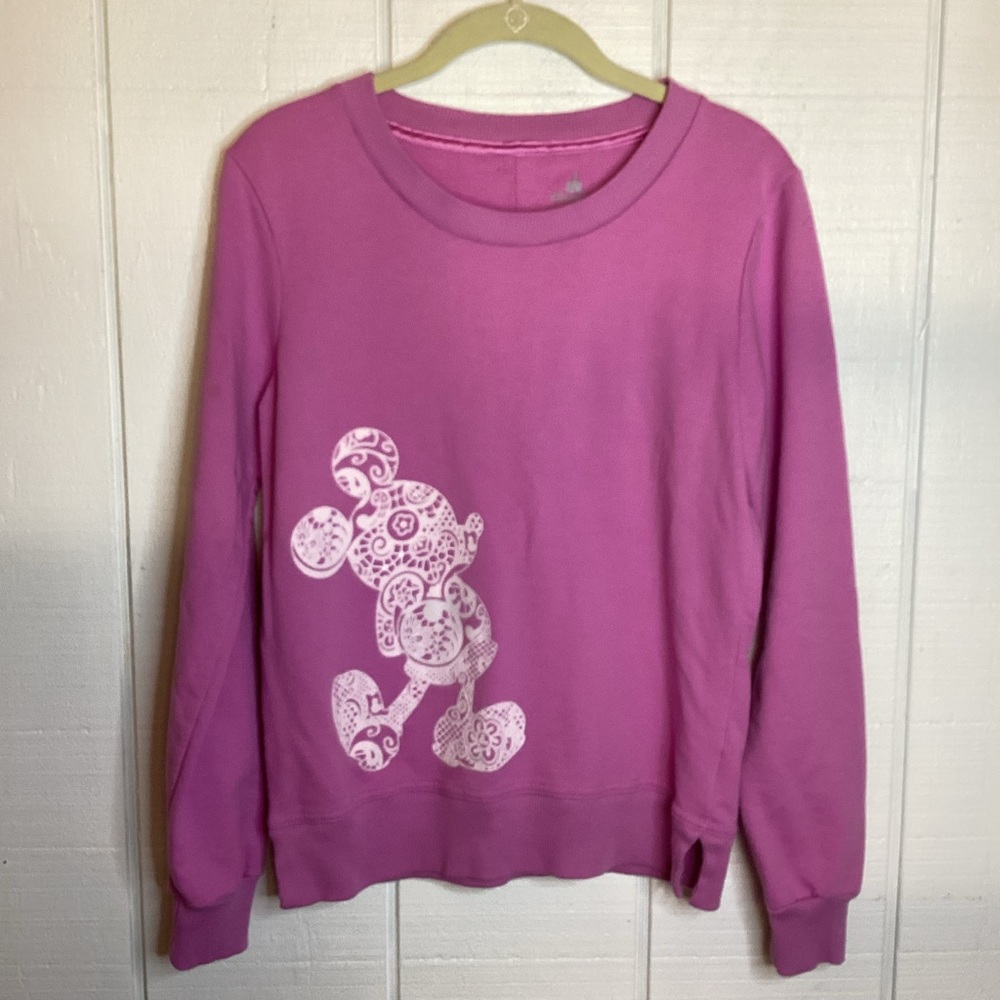 Disney Parks Pink Mickey Crewneck Sweatshirt Sz M